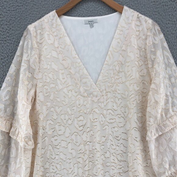 Jodifl Dress Womens Small White Swing V Neck Long Tiered Sleeve Ruffle Mini Boho - Picture 2 of 10